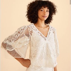 NWT: Farm Río, Butterfly Guipure Blouse